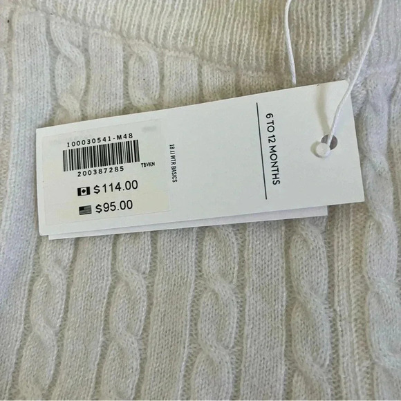 NWT Janie and Jack off white  ivory cream cable knit 100% cashmere pants - Picture 5 of 7